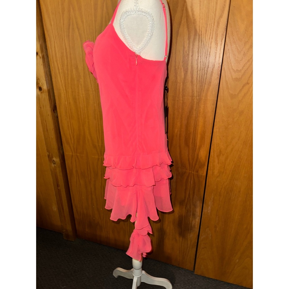 Gianni Bini Hot Pink Ruffled Mini Dress with Rosette - Picture 6 of 8